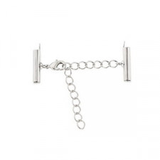 Slide end tubes with extention chain and clasp 13mm - Antique silver